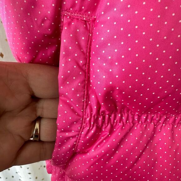 Chickeeduck Girls Pink Polka Dot Removable Hoodie Puffer Zip Up Vest Pockets - Picture 4 of 9